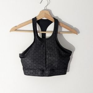 Zyia Active Black Racerback Floral Shimmer Sports Bra